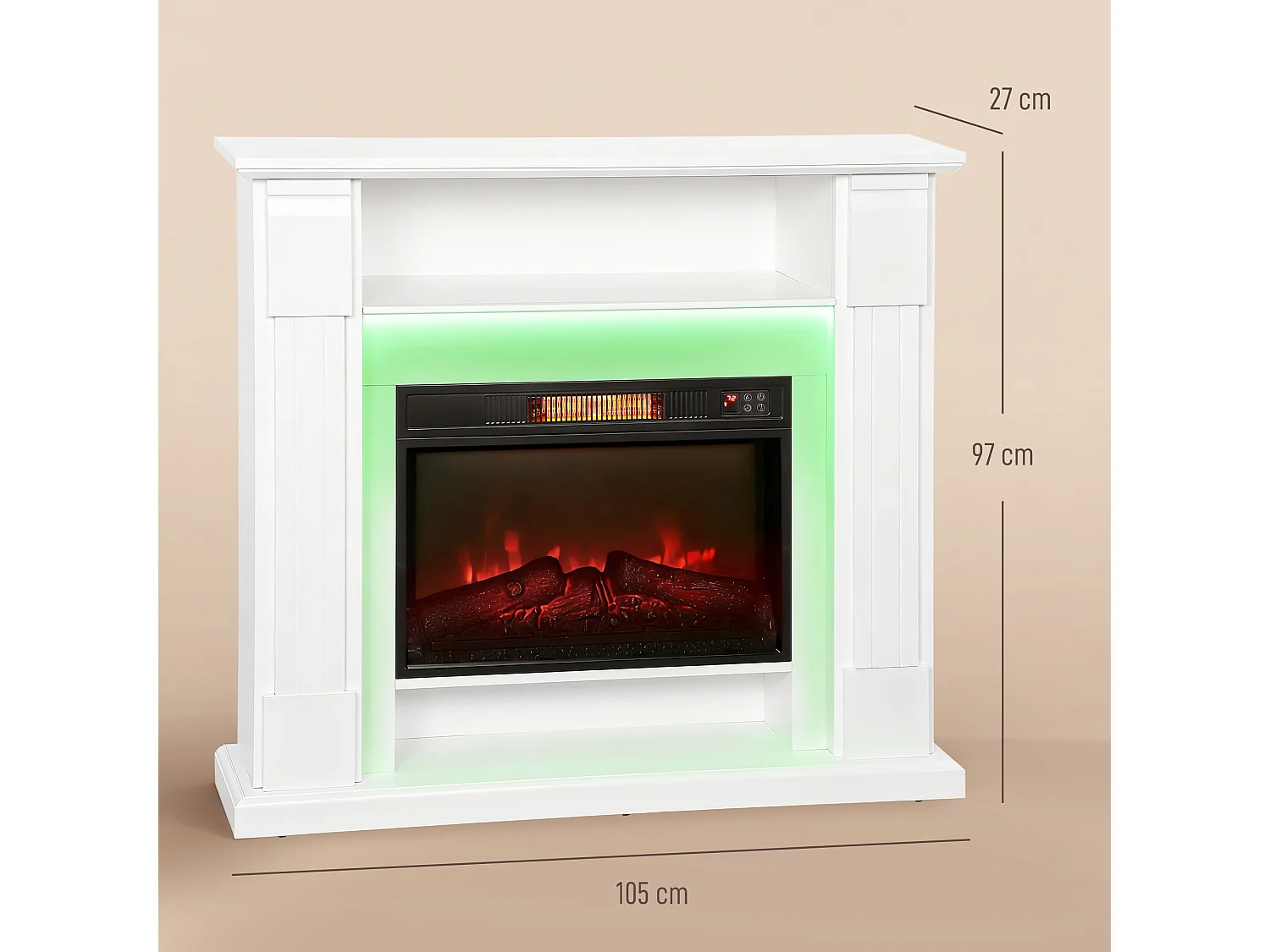 Camino elettrico con cornice effetto fiamma 3d realistico 3 modalità