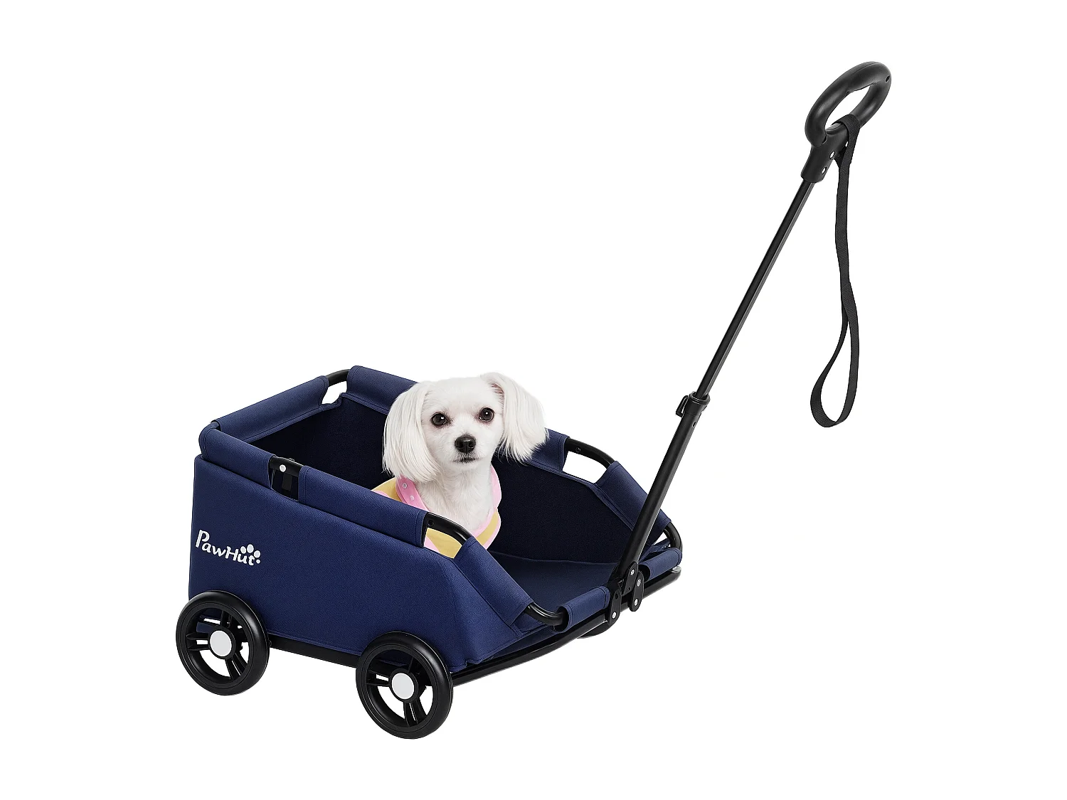 Passeggino per cani pieghevole con borsa e cuscino blu scuro