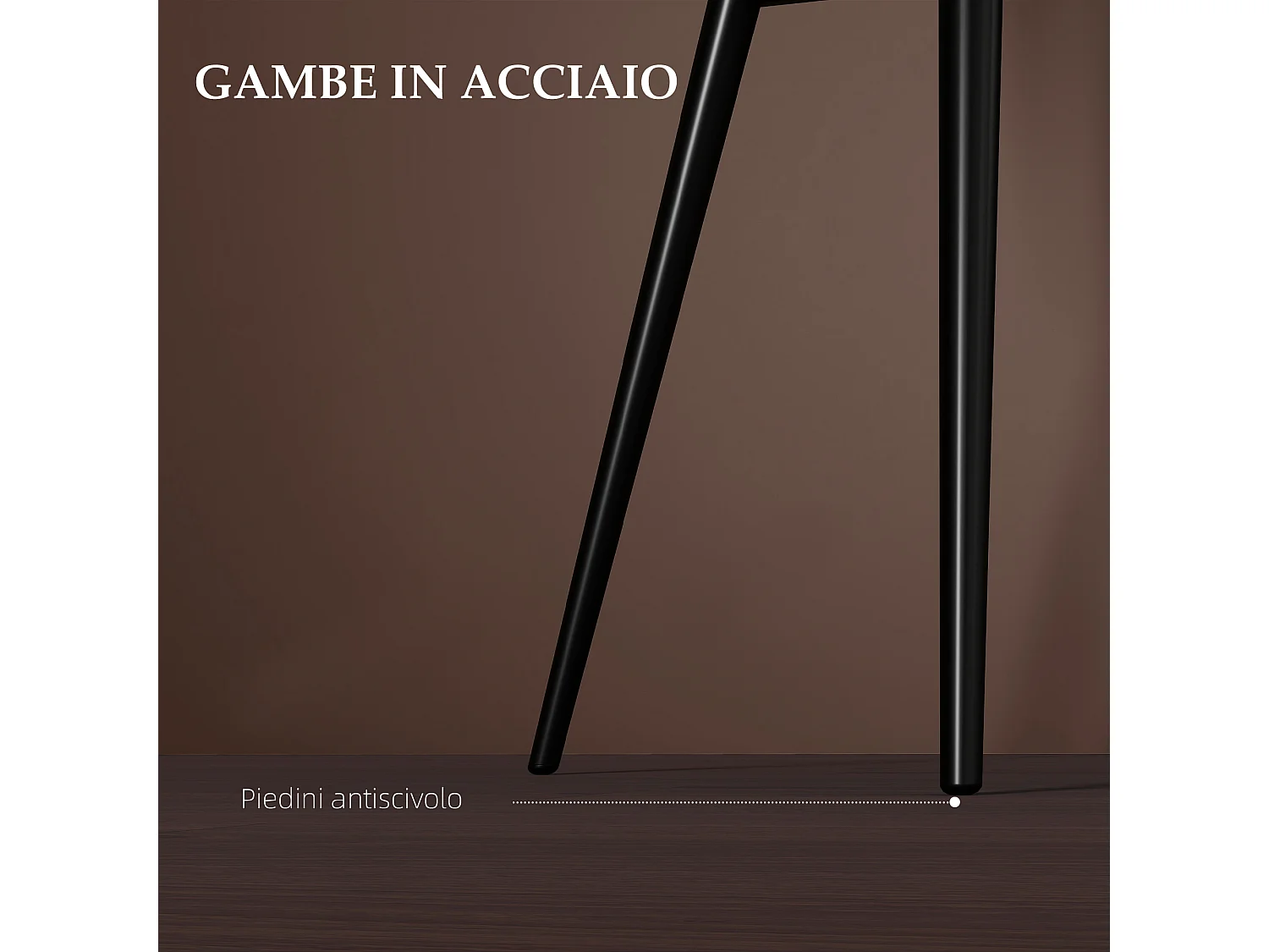 Set 2 sedie da pranzo stile nordico vellutato con braccioli marrone