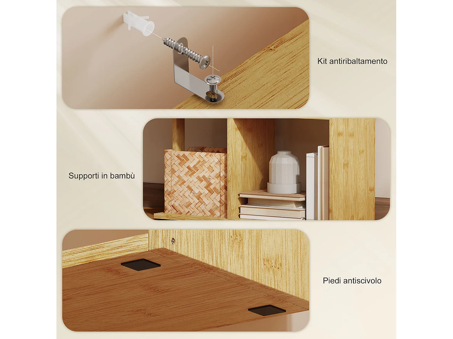 Libreria scaffale a 5 ripiani suddivisi in bambù a forma di s libreria verticale salvaspazio slim