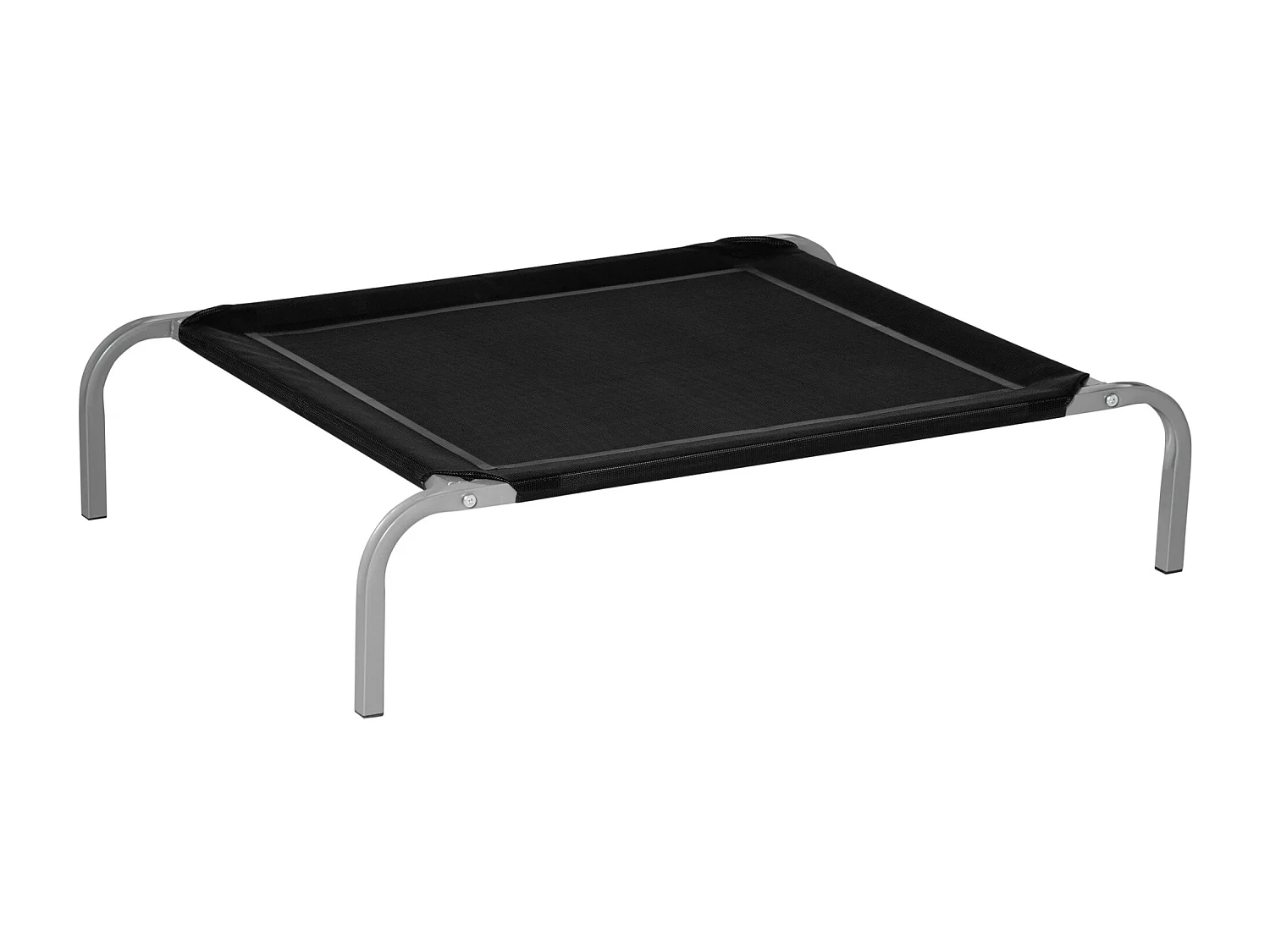 Lettino per cani rialzato con seduta traspirante nero e argento