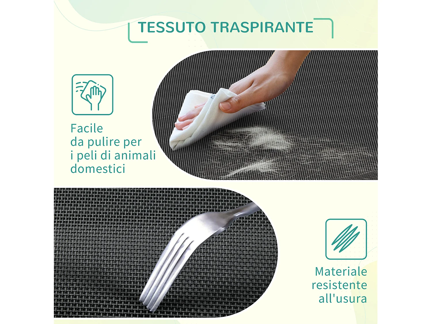 Lettino per cani rialzato con seduta traspirante nero e argento