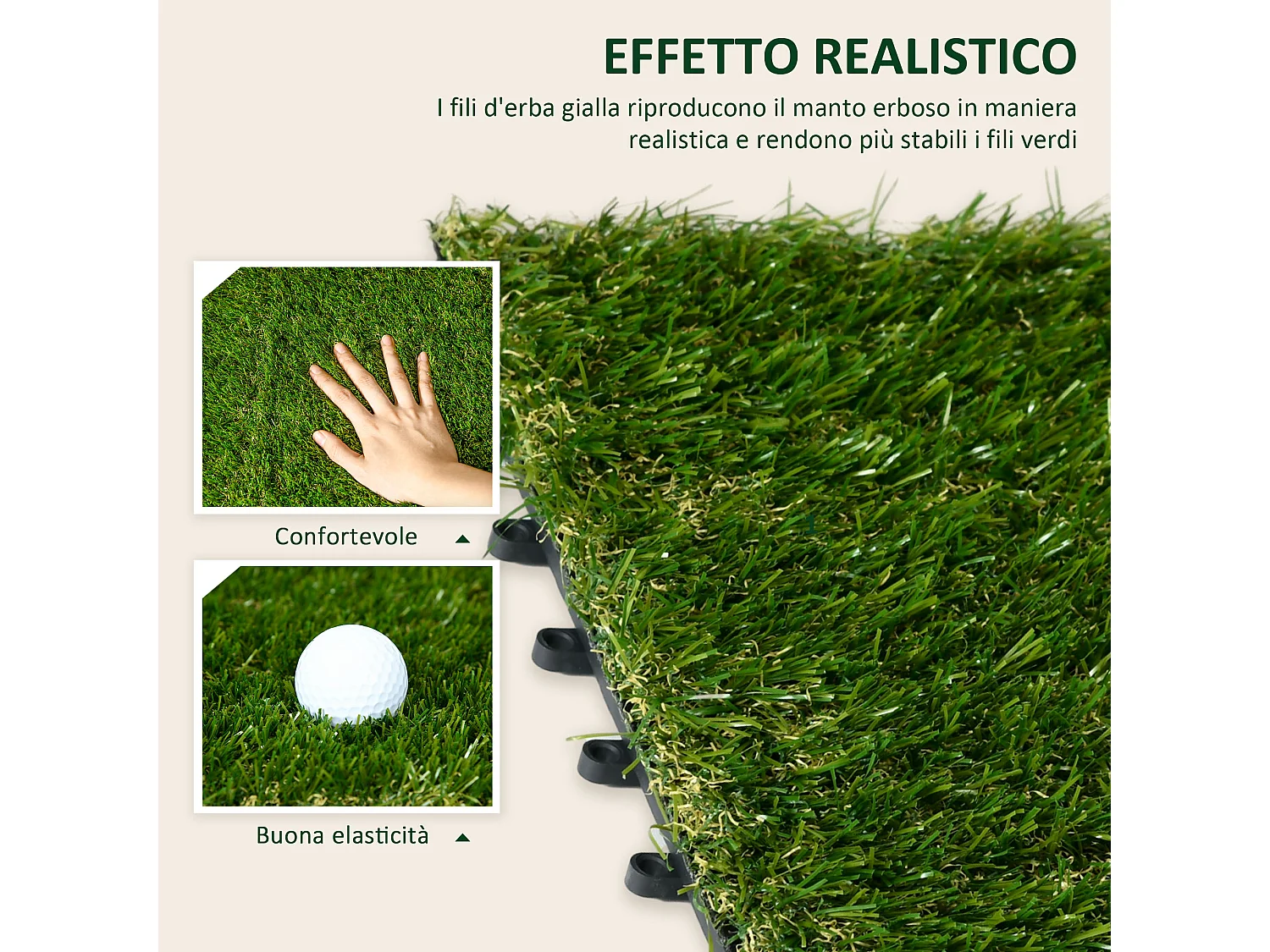 Set 10 piastrelle da giardino con erba sintetica