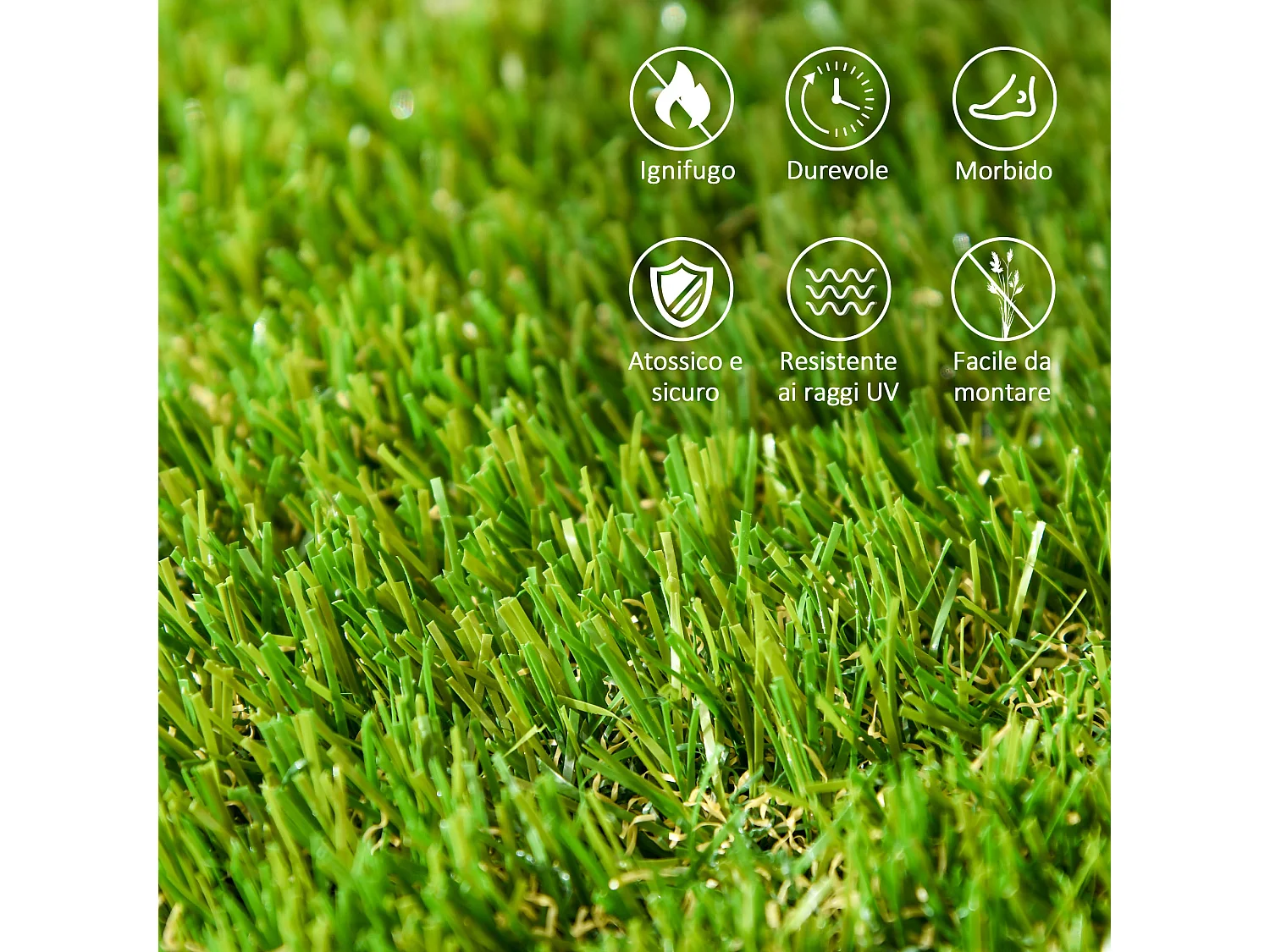 Set 10 piastrelle da giardino con erba sintetica