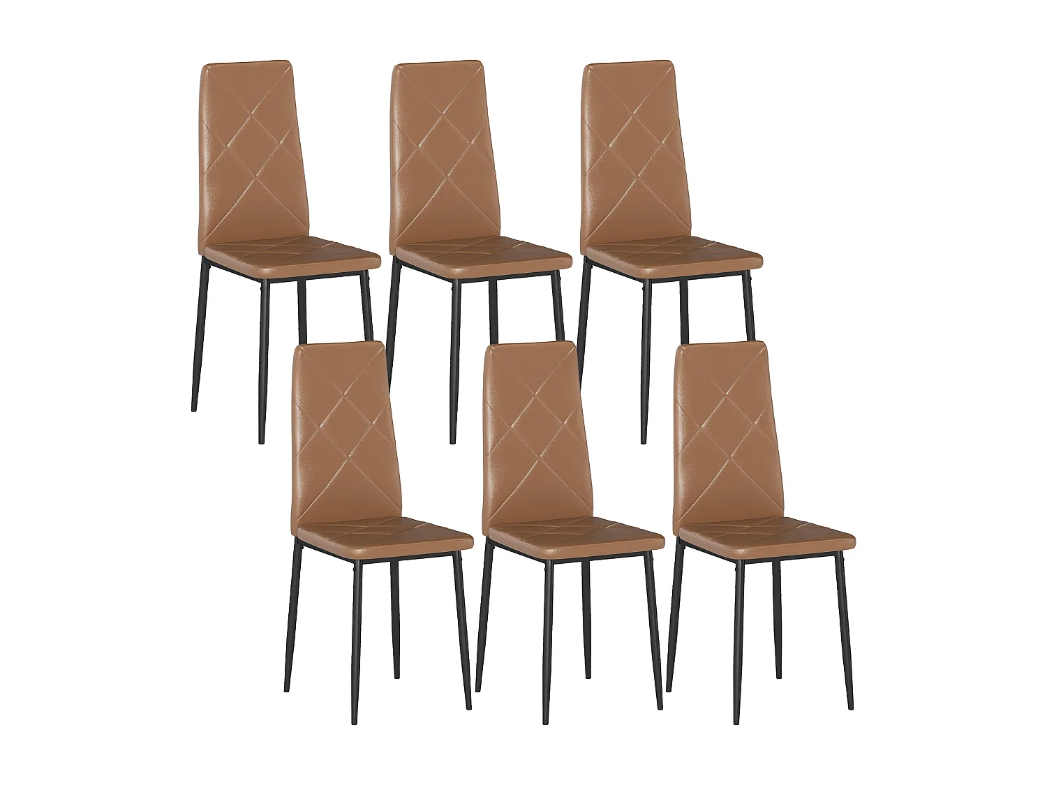 Set di 6 sedie sala da pranzo in finta pelle sedie cucina con schienale alto