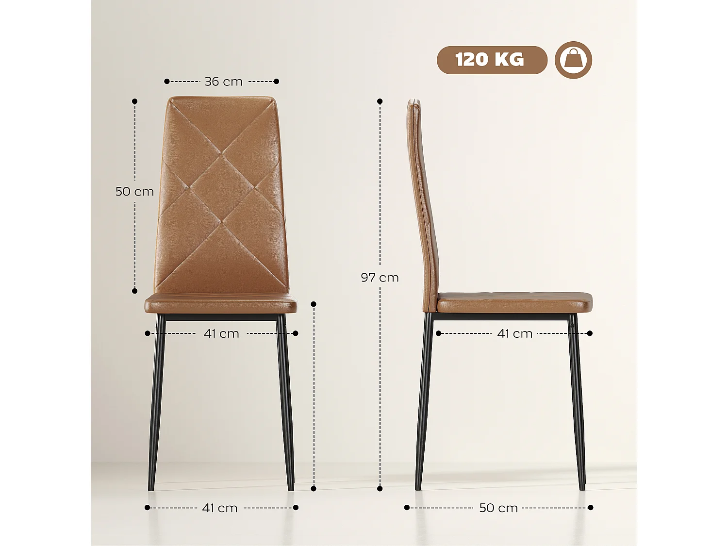 Set di 6 sedie sala da pranzo in finta pelle sedie cucina con schienale alto