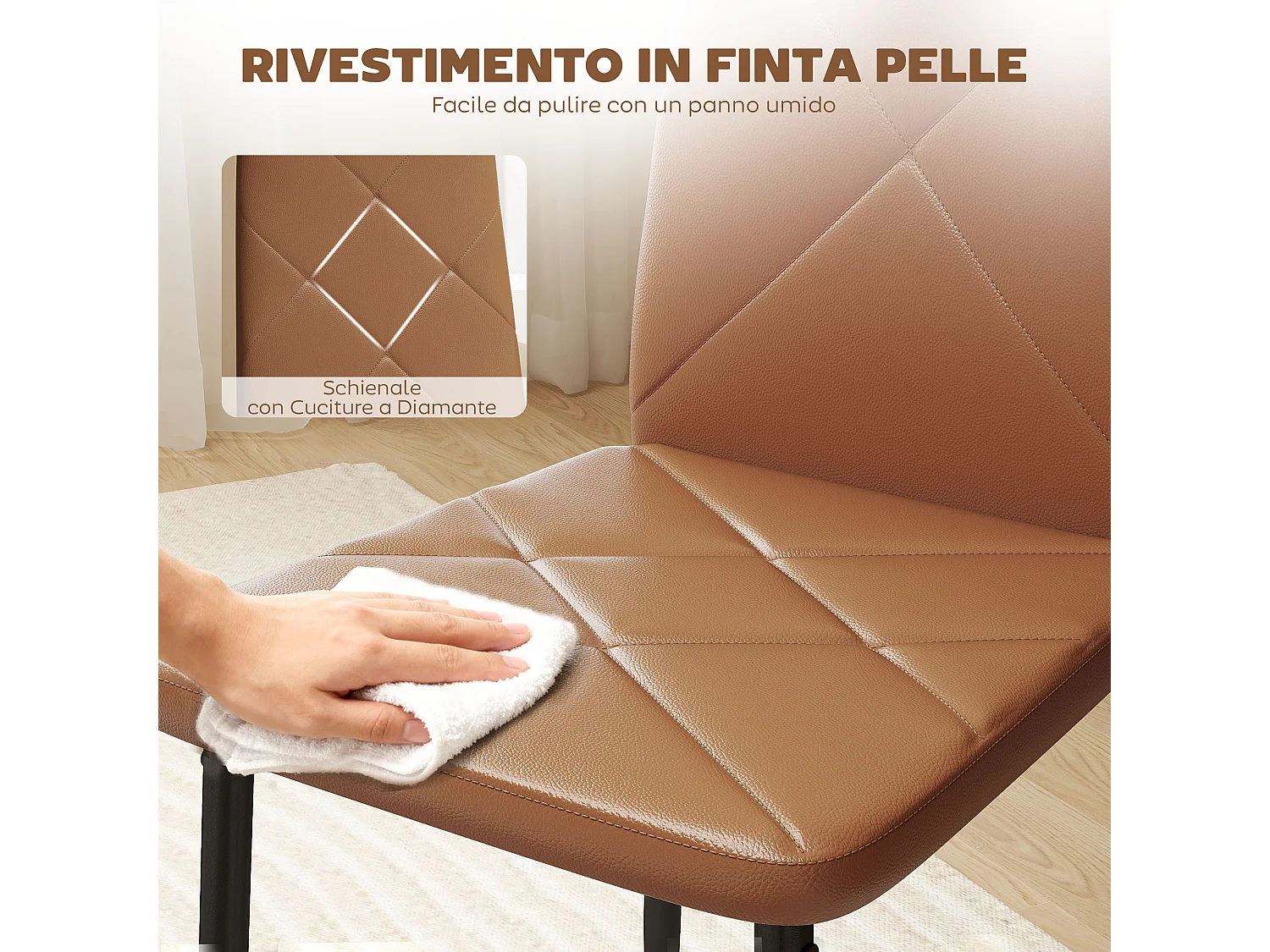 Set di 6 sedie sala da pranzo in finta pelle sedie cucina con schienale alto