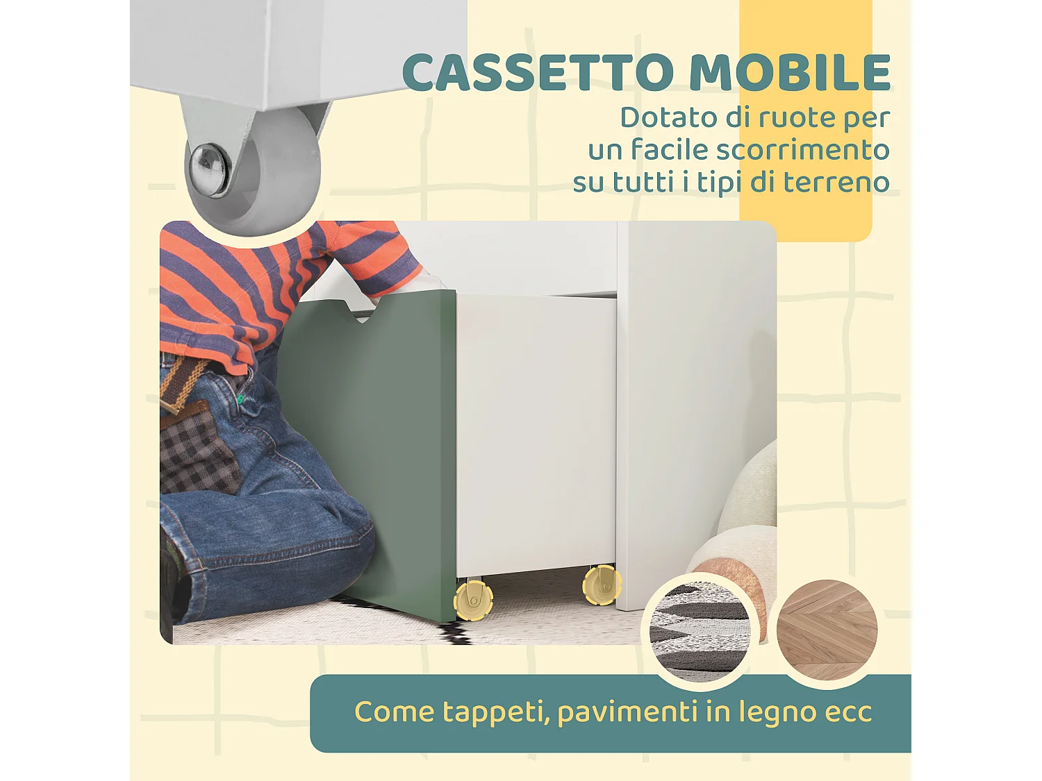 Libreria per bambini 3-8 anni a 3 ripiani con cassetto inferiore, scaffale portagiochi in legno mdf
