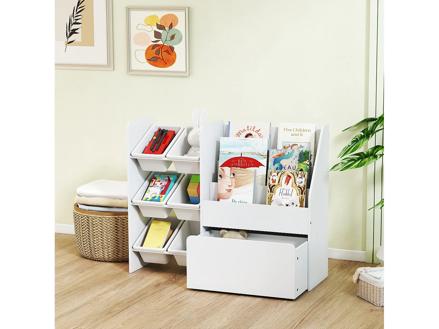 Scaffale portagiochi bambini organizzatore per giocattoli in legno fsc