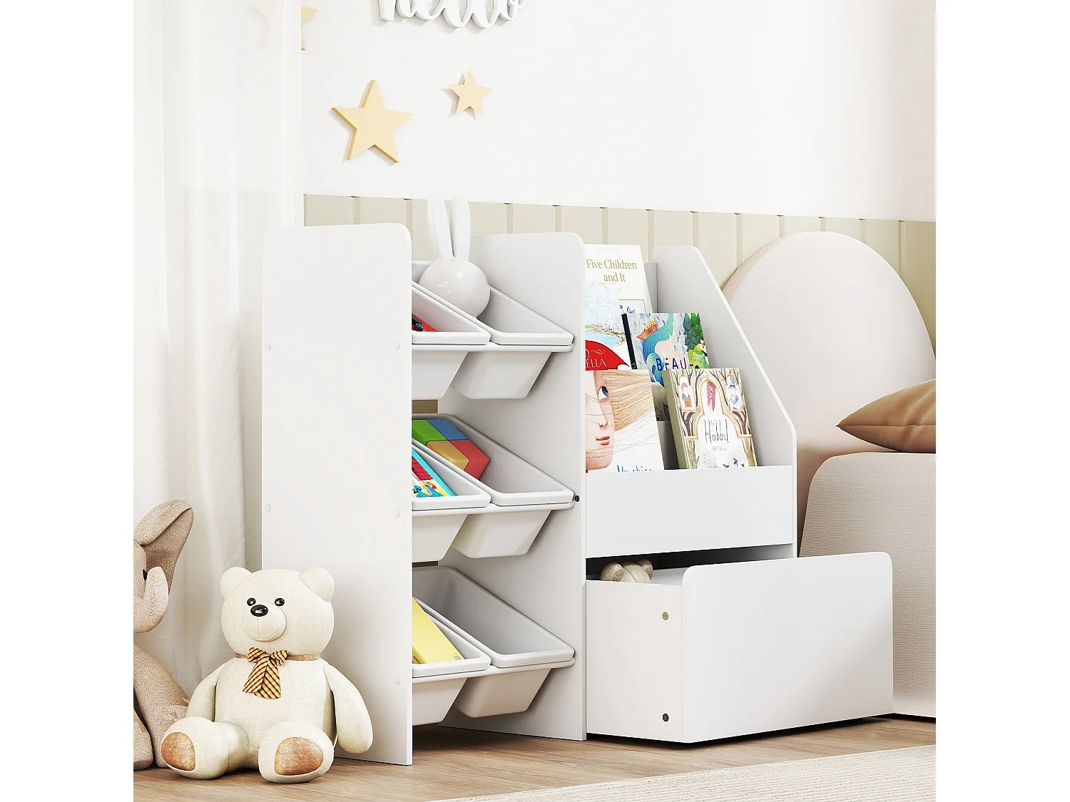 Scaffale portagiochi bambini organizzatore per giocattoli in legno fsc