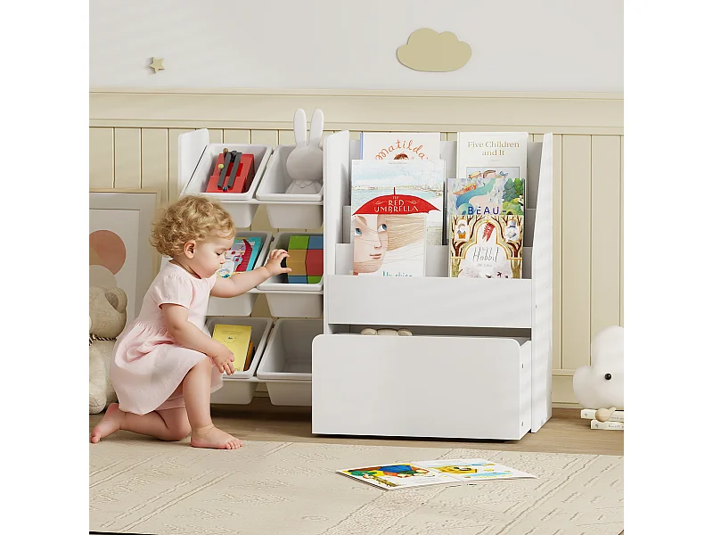 Scaffale portagiochi bambini organizzatore per giocattoli in legno fsc