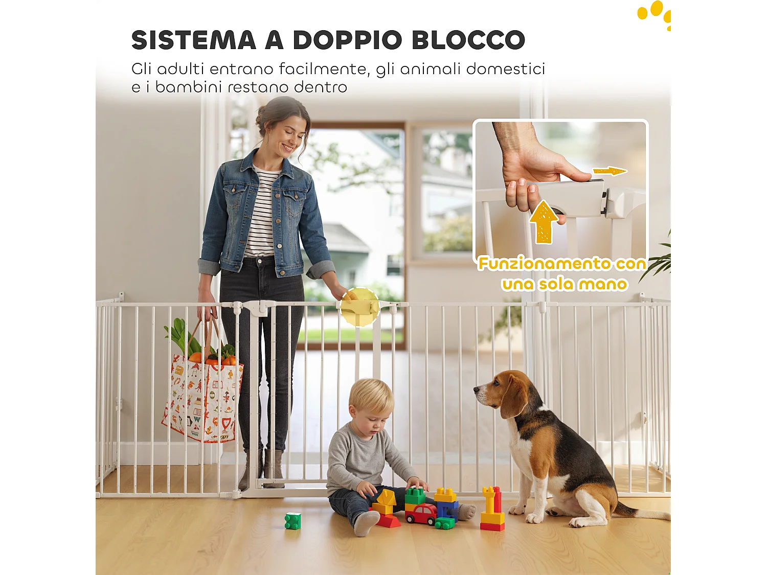 Recinto per cani a 8 pannelli modulabili 61x3x75 cm bianco