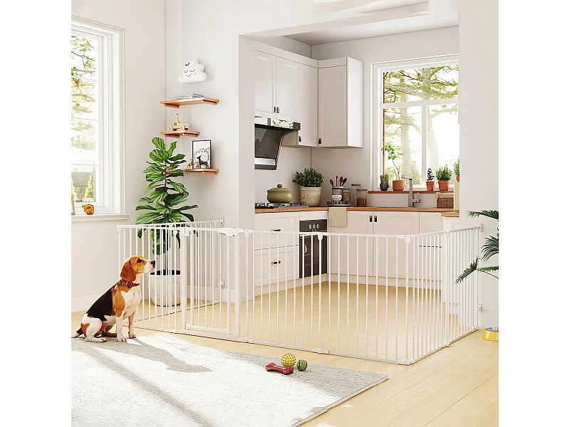 Recinto per cani a 8 pannelli modulabili 61x3x75 cm bianco