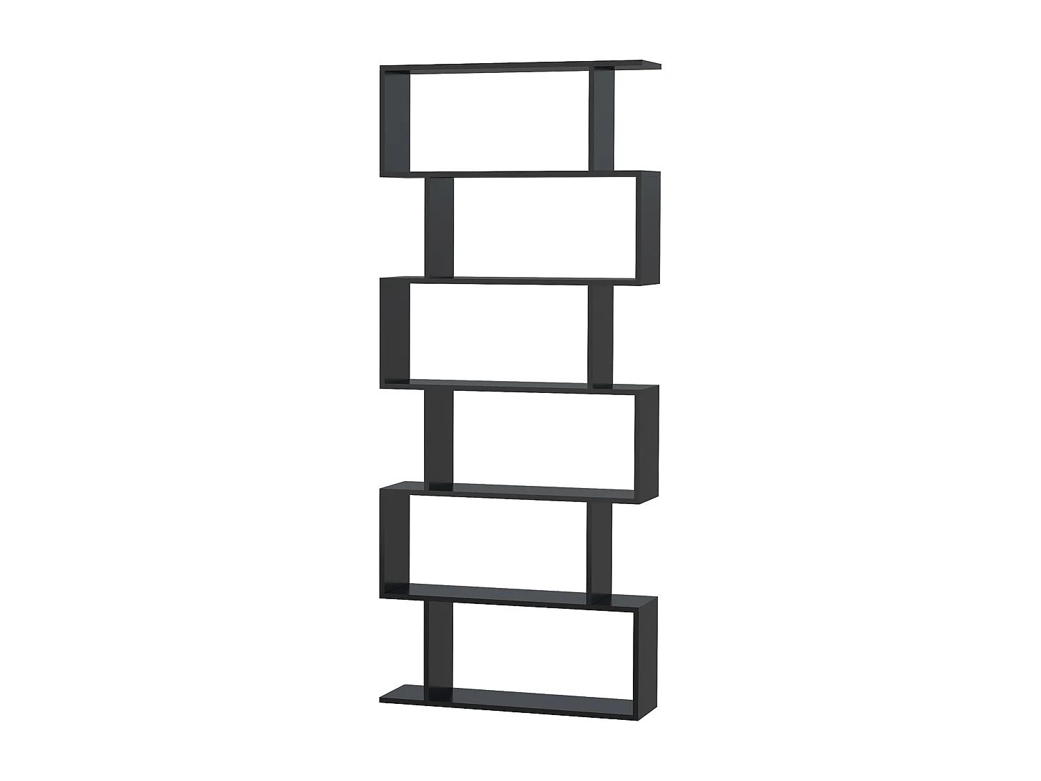 Libreria moderna con 6 ripiani per casa e ufficio in legno nero