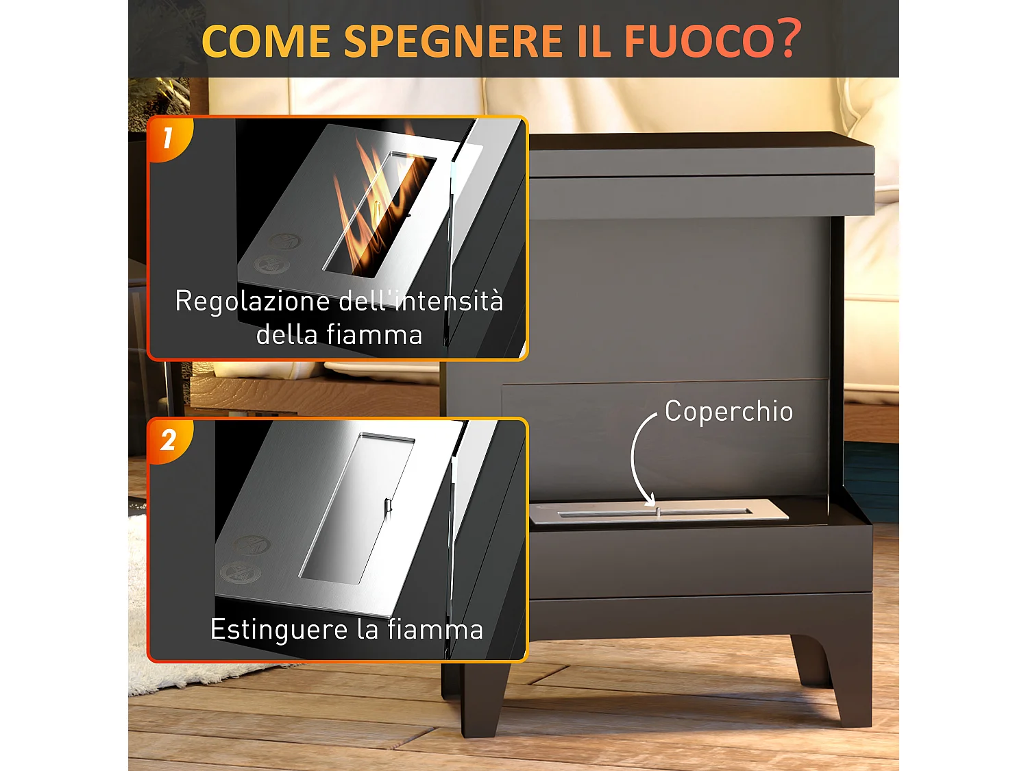 Camino a bioetanolo con bruciatore da 0.9L e durata 3.3 ore nero