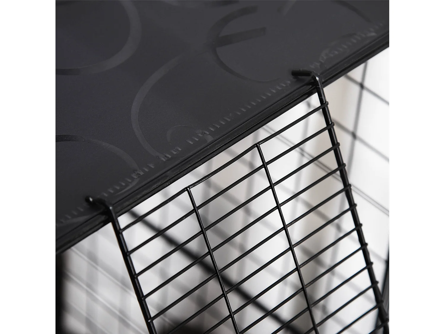 Gabbia per conigli modulare multilivello con 3 porte in acciaio nero