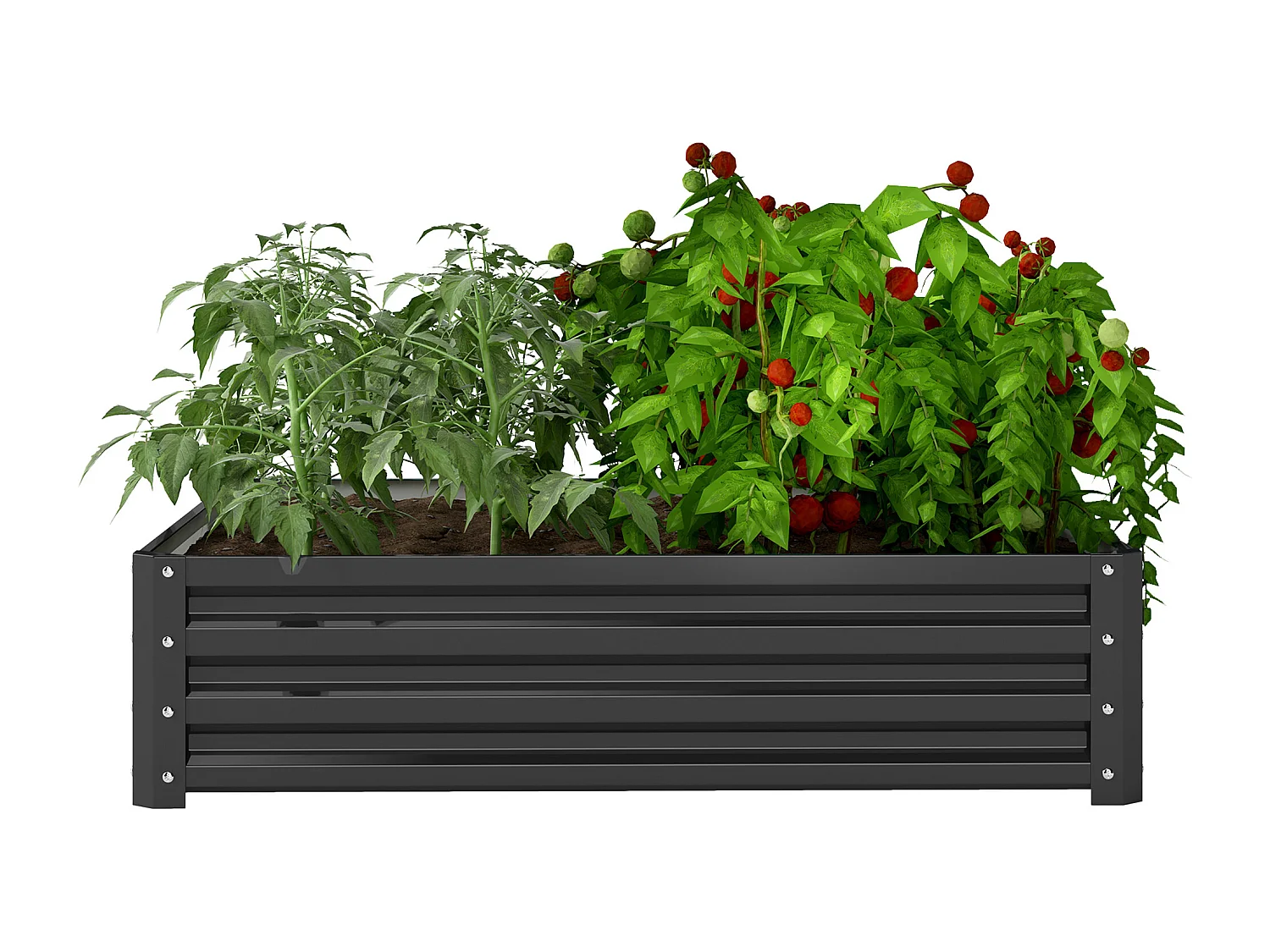 Letto per orto rialzato a fondo aperto in acciaio zincato grigio