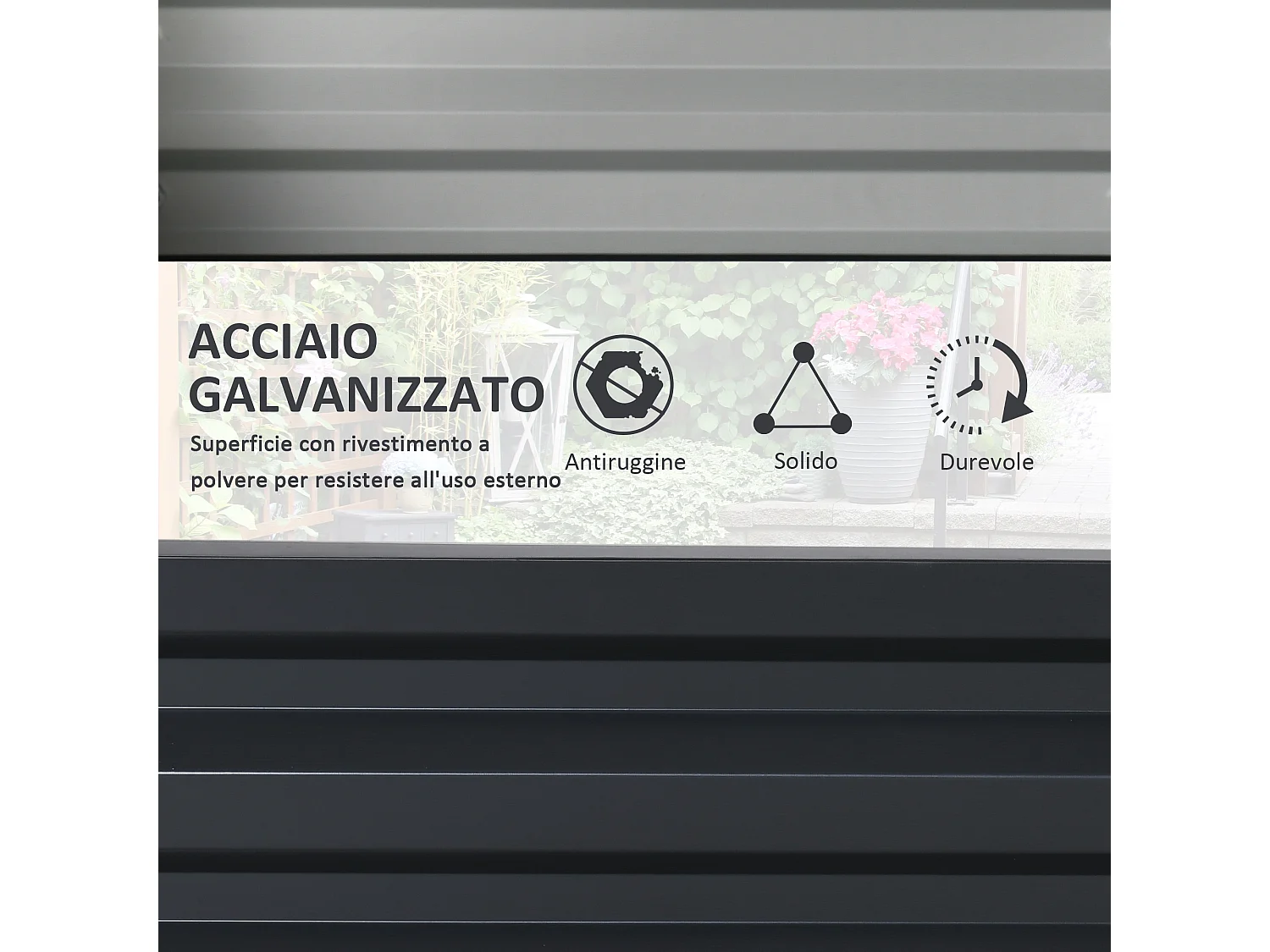 Letto per orto rialzato a fondo aperto in acciaio zincato grigio