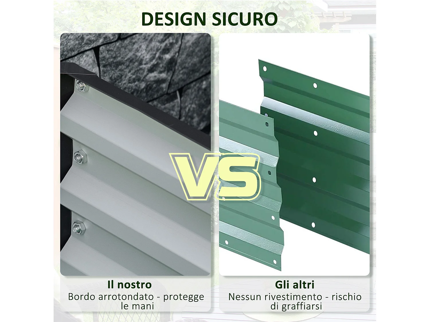 Letto per orto rialzato a fondo aperto in acciaio zincato grigio