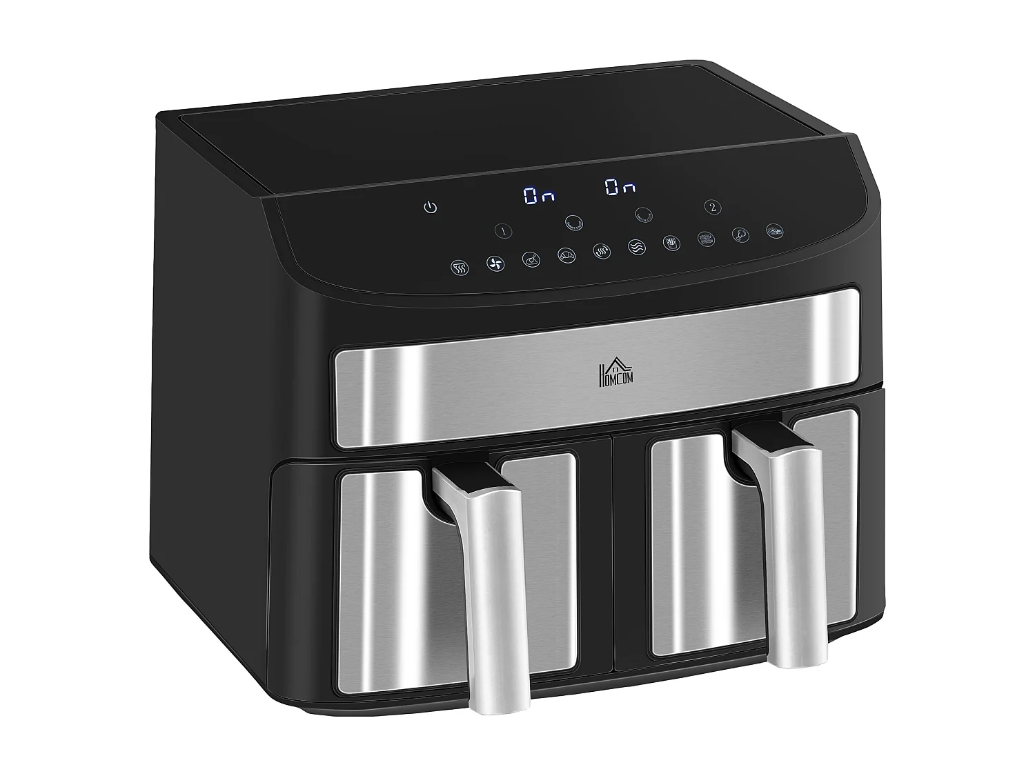 Friggitrice ad aria a 2 vaschette con timer e calore regolabile nero