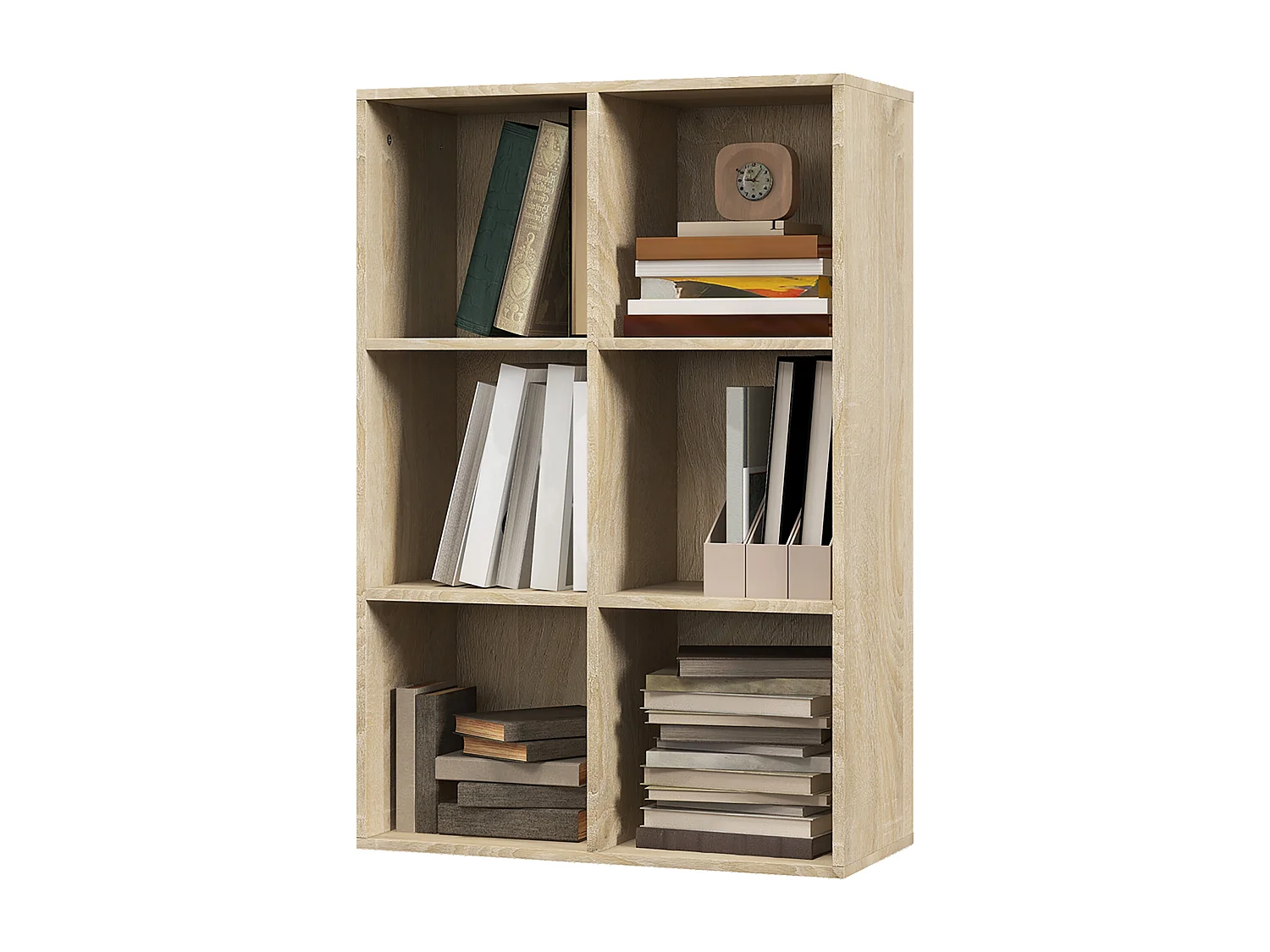 Mobile libreria a 6 cubi, libreria salvaspazio in legno