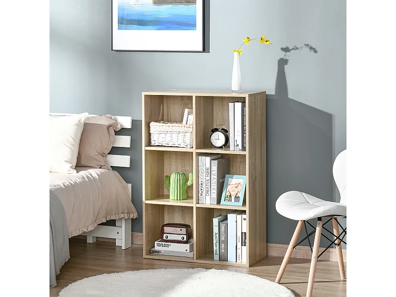 Mobile libreria a 6 cubi, libreria salvaspazio in legno