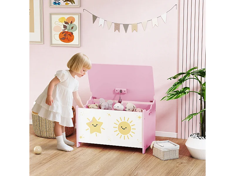 Baule portagiochi con coperchio per bambini cassa portaoggetti per giocattoli e vestiti