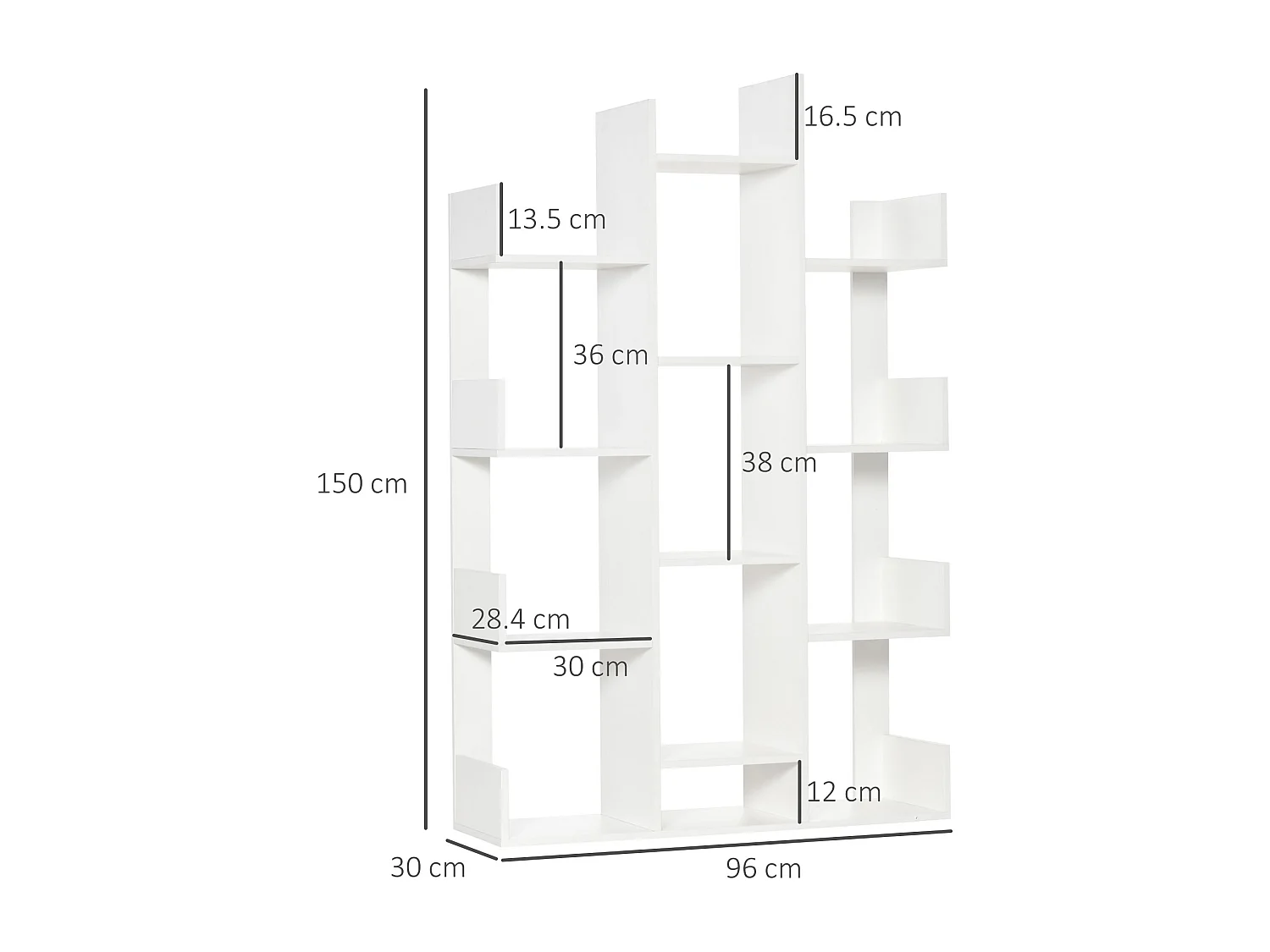 Libreria moderna ad albero 13 ripiani in legno casa e ufficio