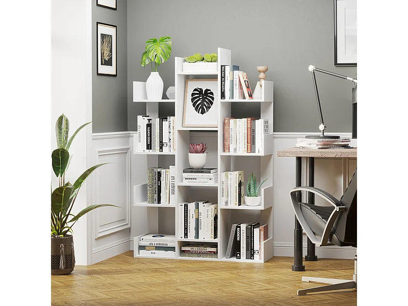 Libreria moderna ad albero 13 ripiani in legno casa e ufficio