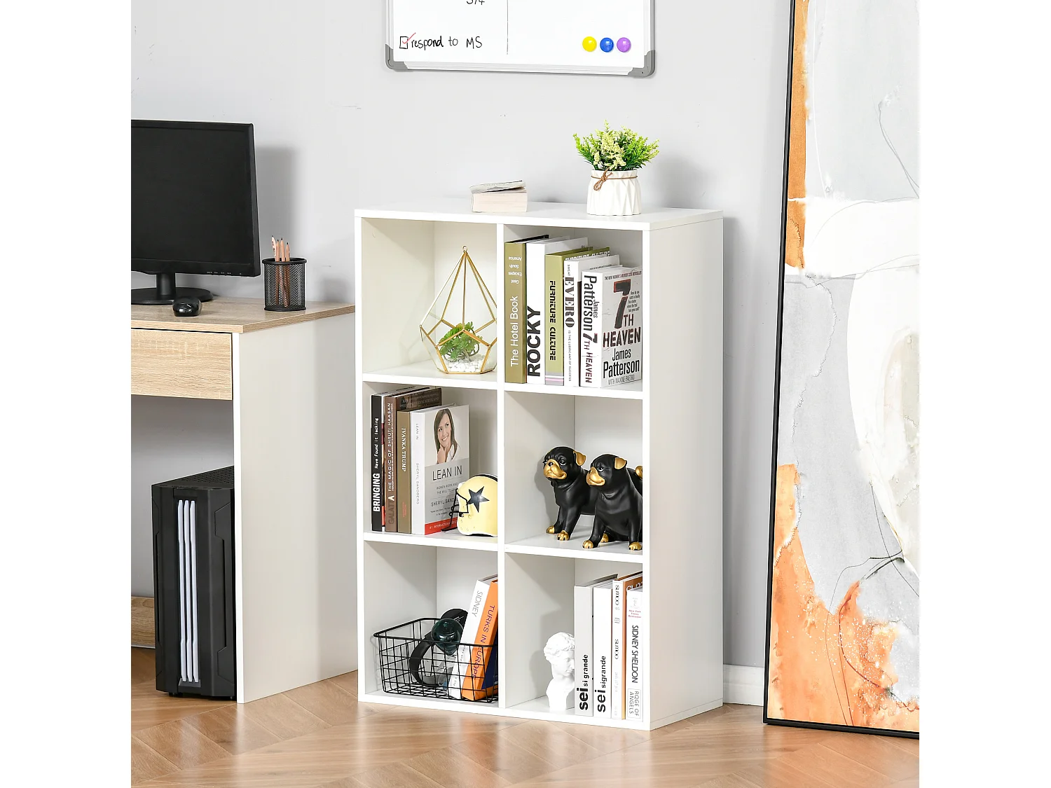 Mobile libreria a 6 cubi, libreria salvaspazio in legno scaffale divisorio per stanza,