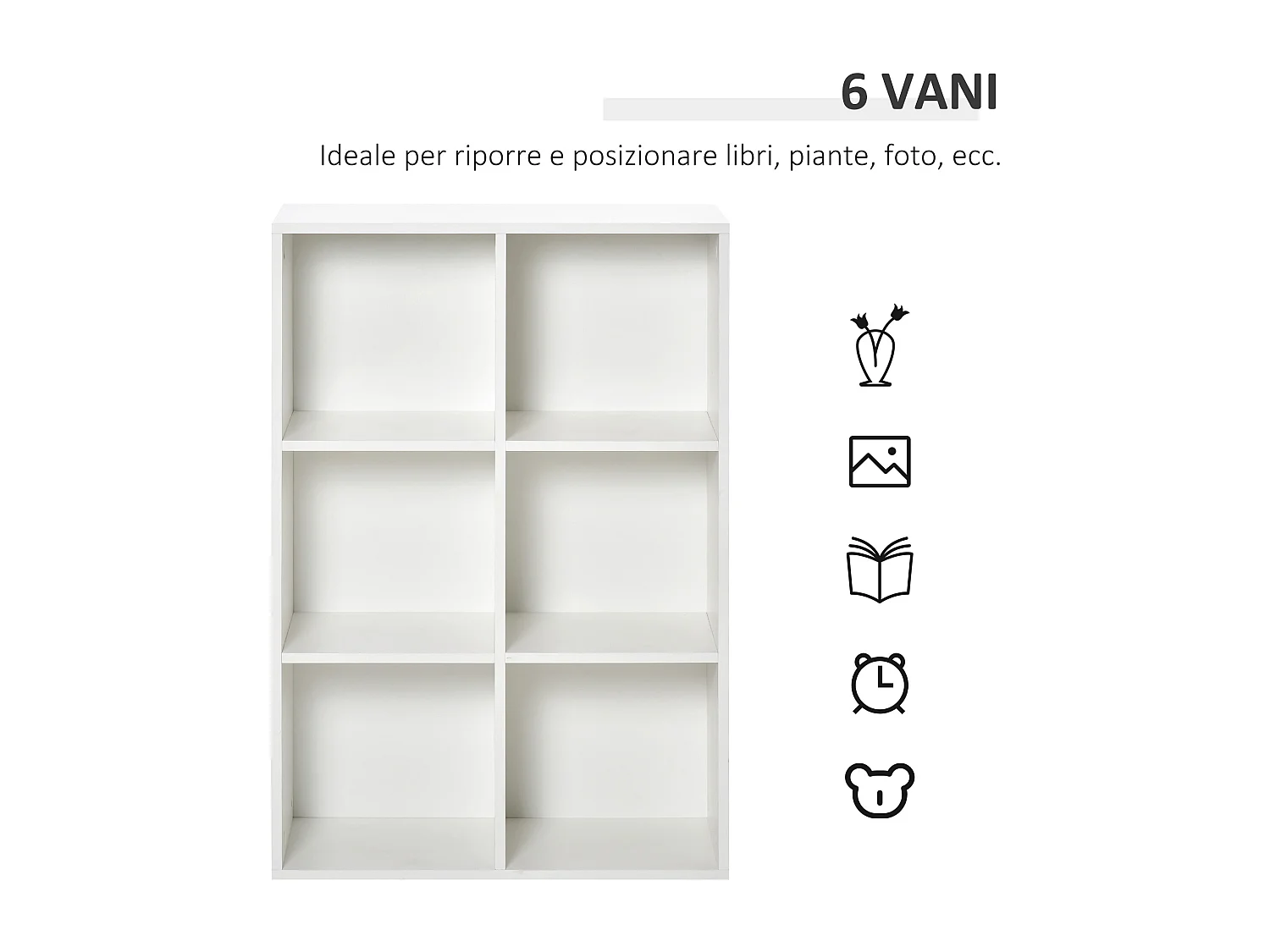 Mobile libreria a 6 cubi, libreria salvaspazio in legno scaffale divisorio per stanza,