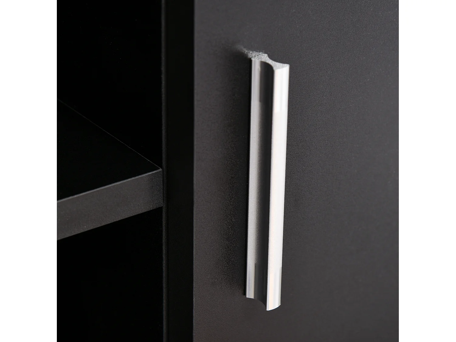 Mobile porta tv con 2 ripiani in mdf e acciaio inox nero