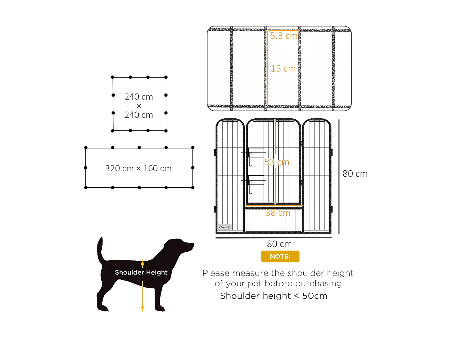 Recinto per cani 12 pannelli modulabili e 2 ingressi grigio
