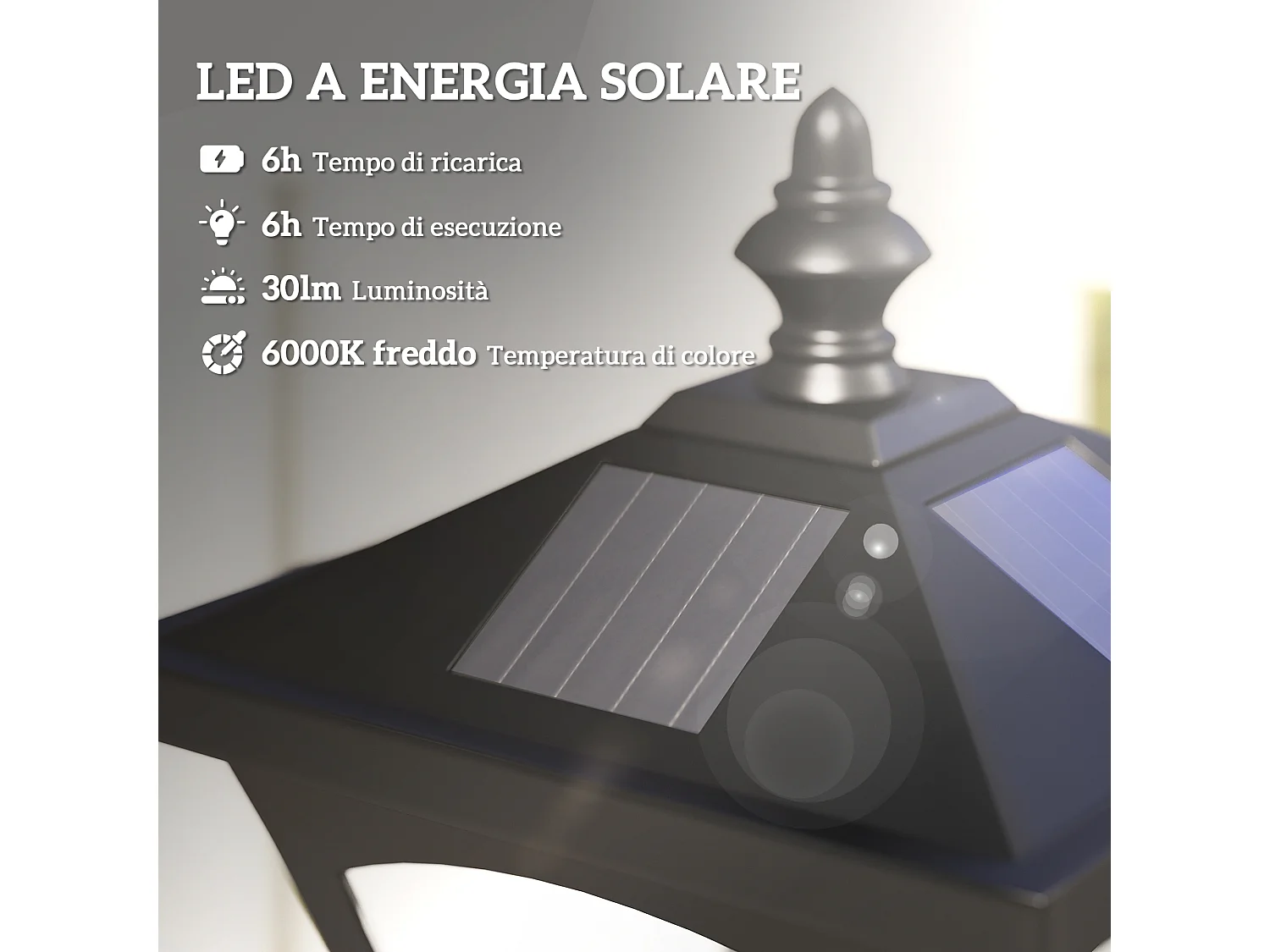 Lampione da giardino energia solare da esterno led automatica