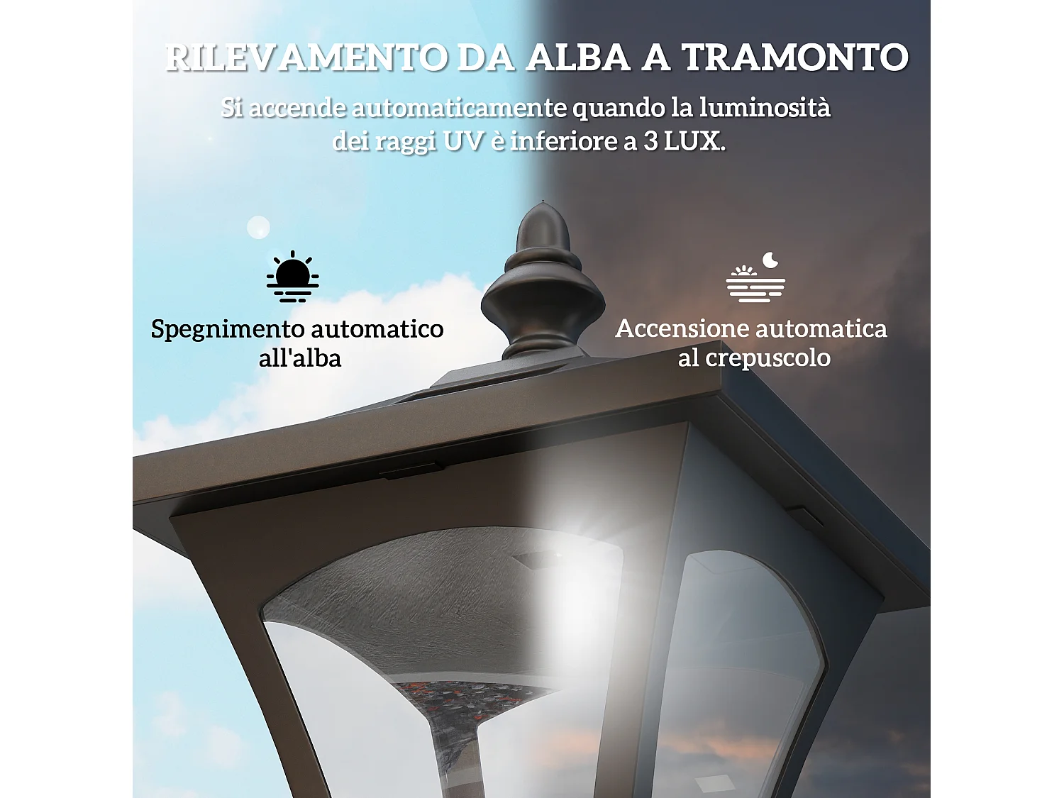 Lampione da giardino energia solare da esterno led automatica