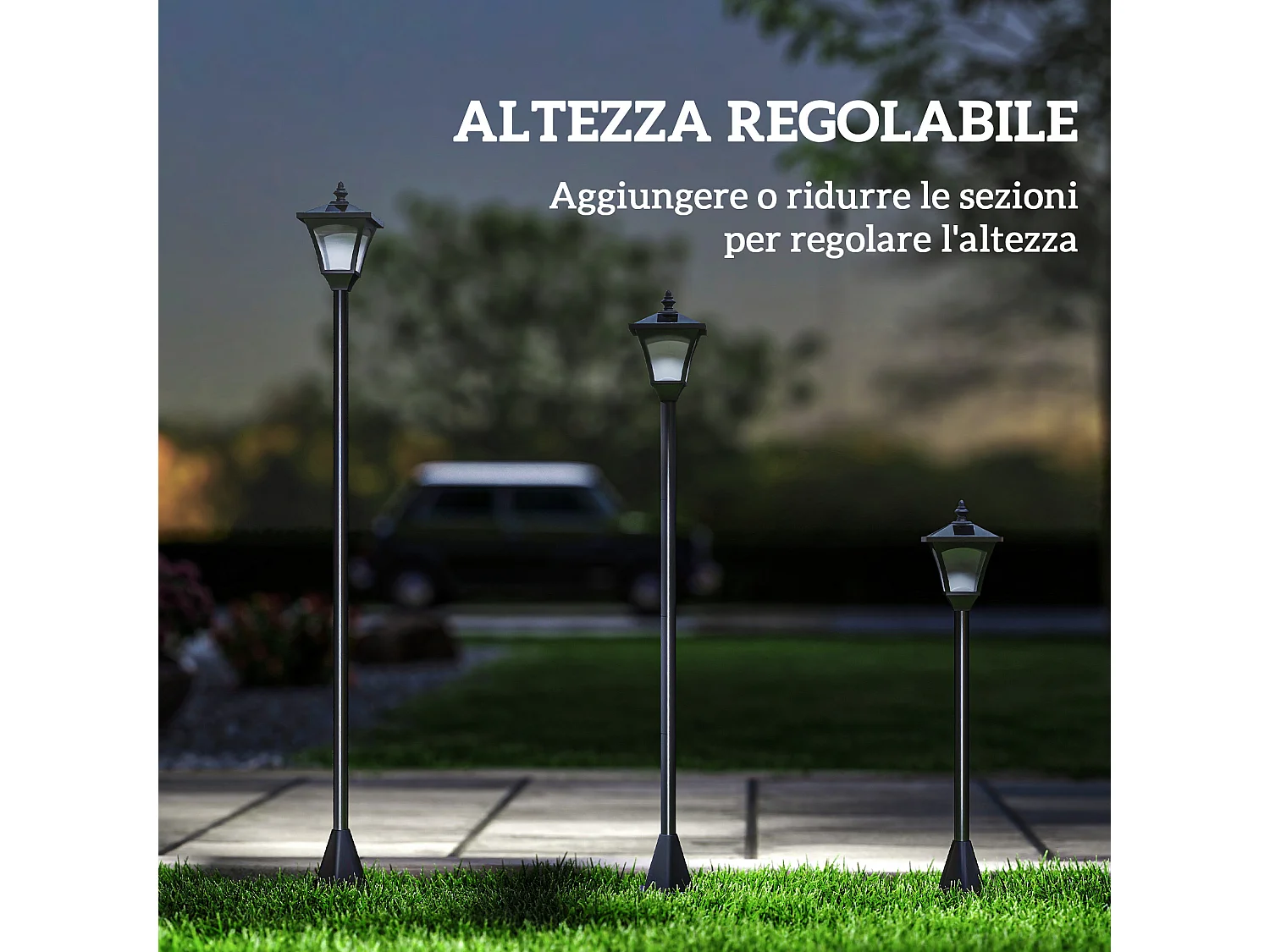 Lampione da giardino energia solare da esterno led automatica