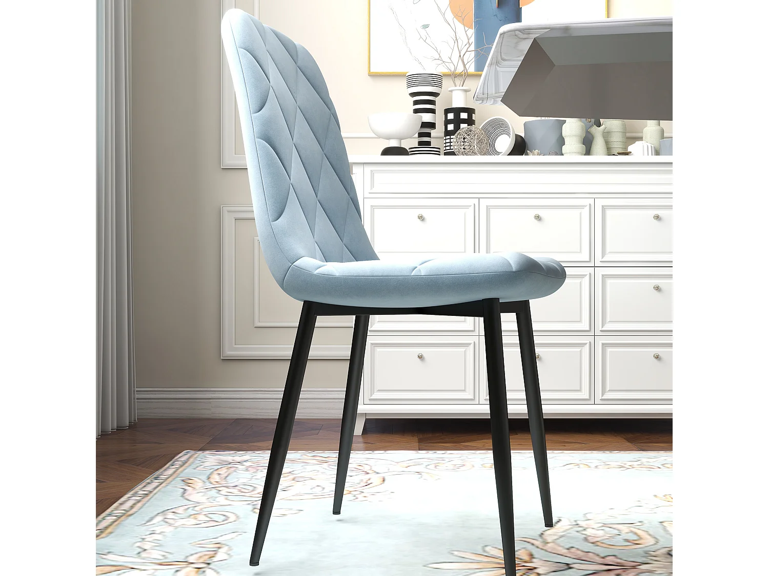 Set 4 sedie per cucina con seduta e schienale imbottiti,