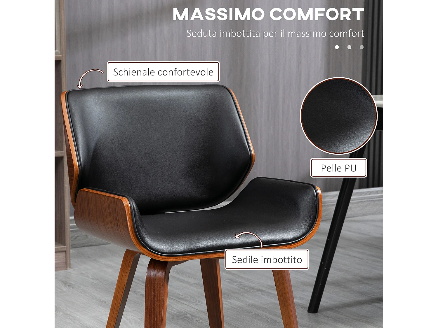 Set di 2 sedie sala da pranzo in finta pelle sedie cucina moderne