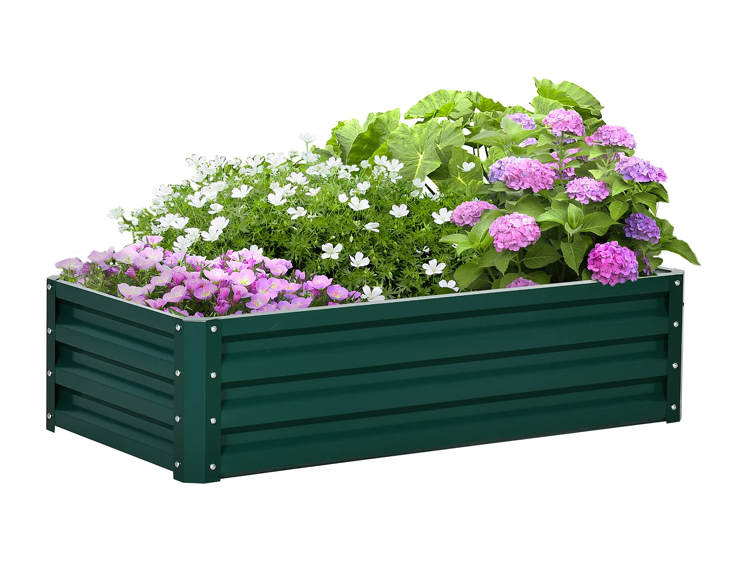 Letto per orto rialzato a fondo aperto in acciaio verde