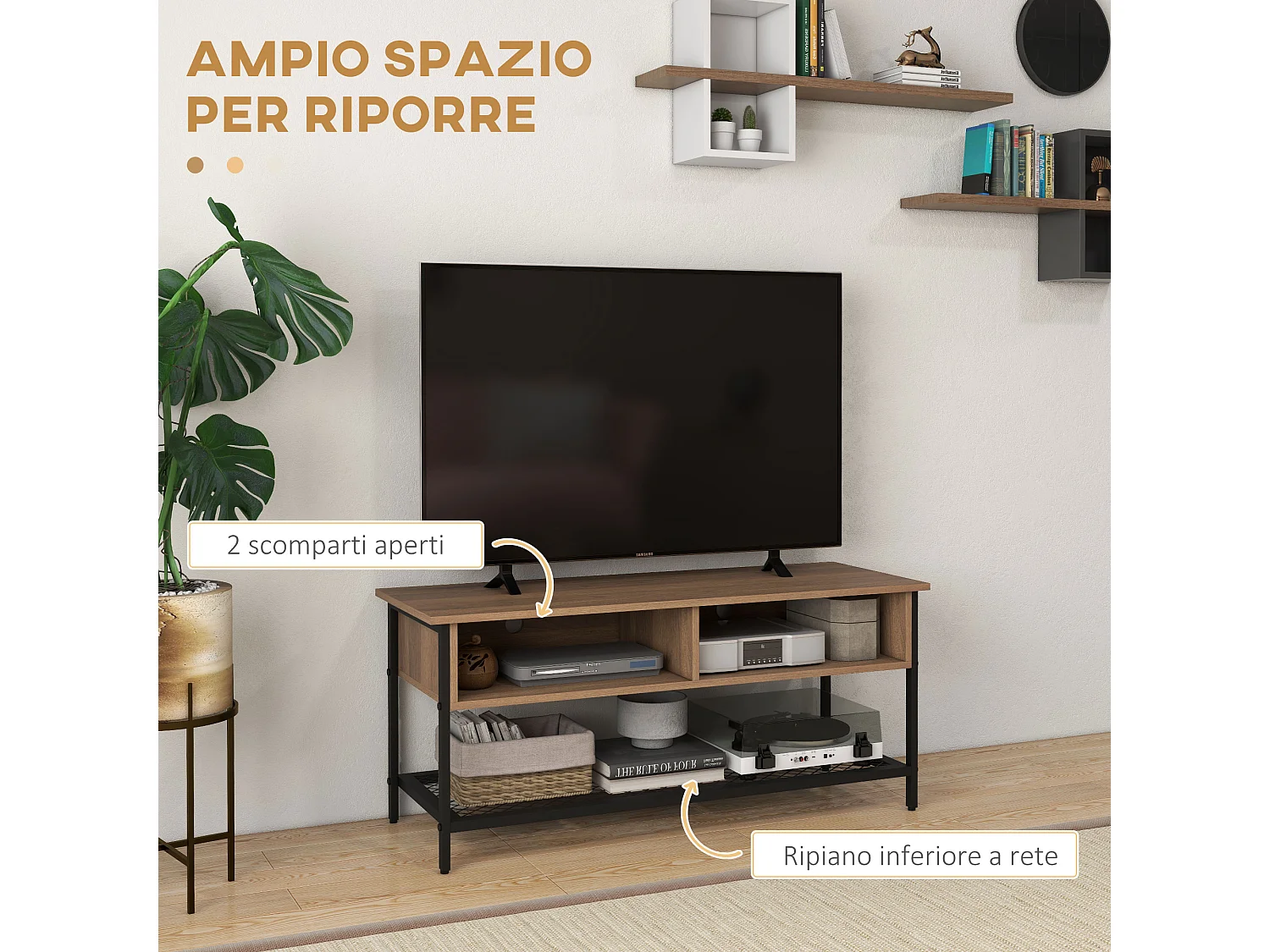 Mobile porta tv fino 48" in stile industriale
