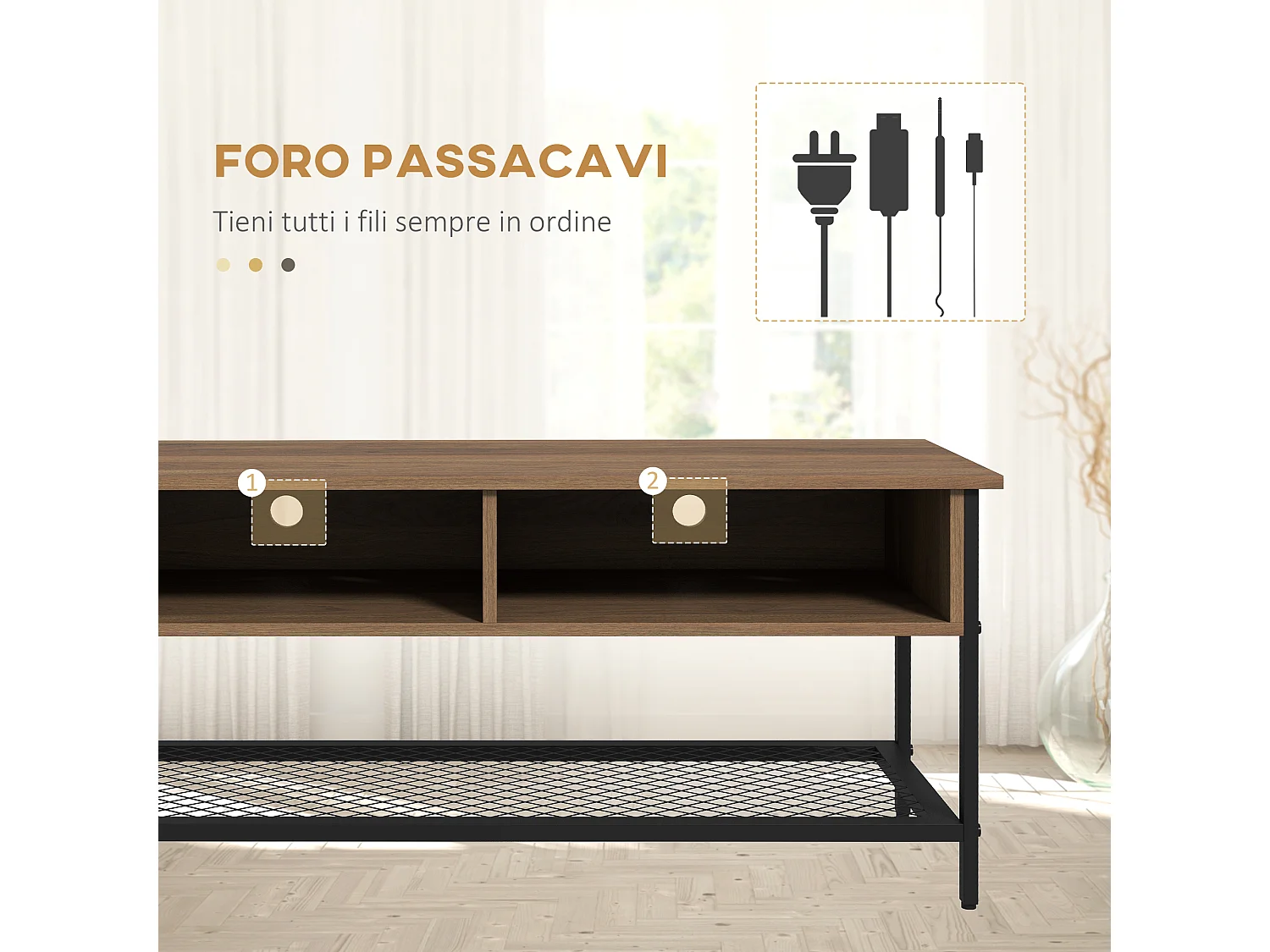 Mobile porta tv fino 48" in stile industriale