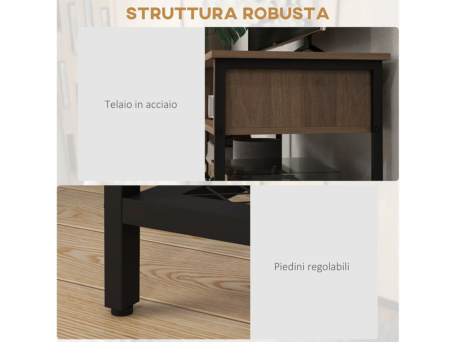 Mobile porta tv fino 48" in stile industriale