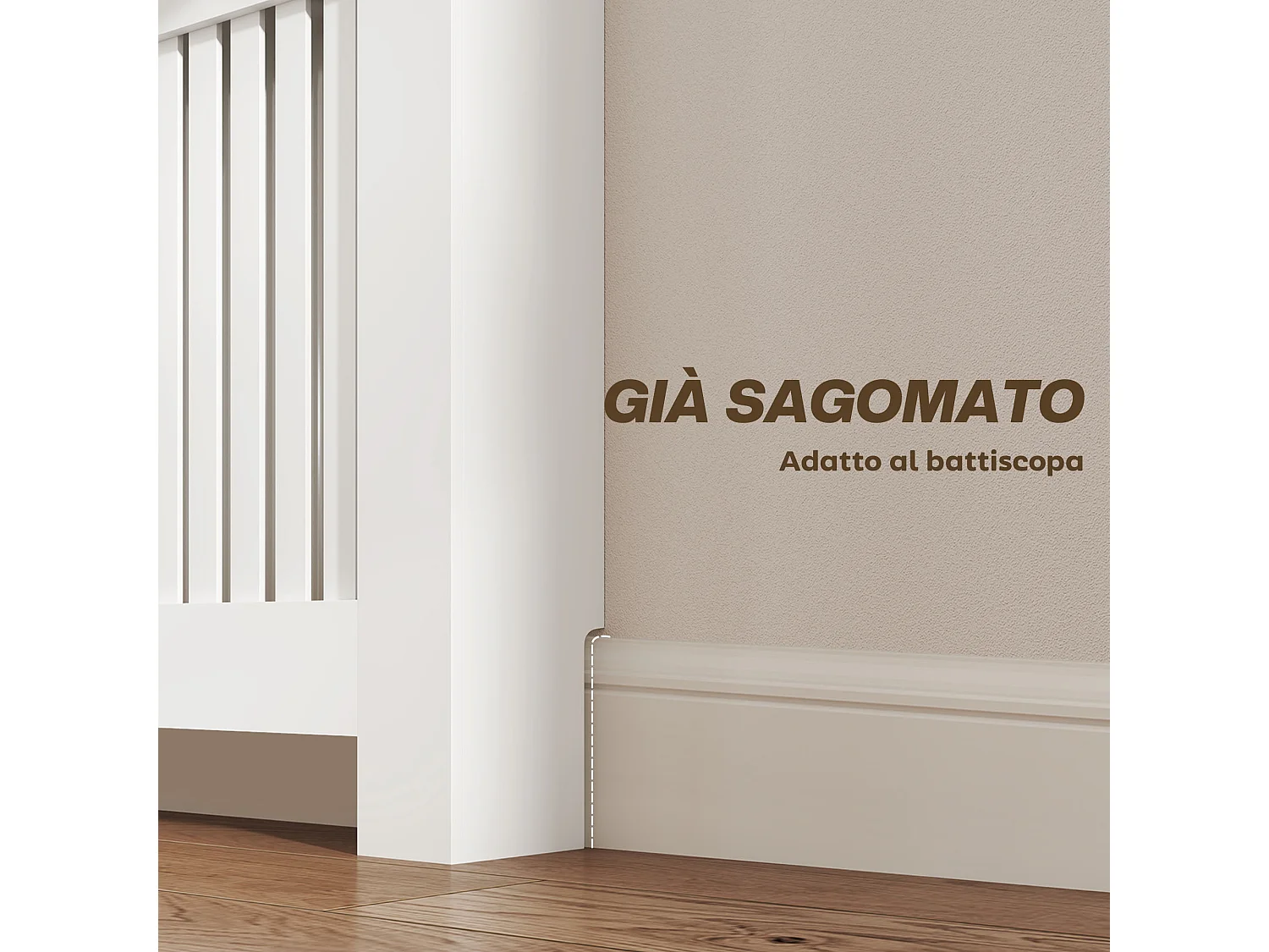 Copritermosifone a doghe con cassetto in legno 78x19x97 cm bianco