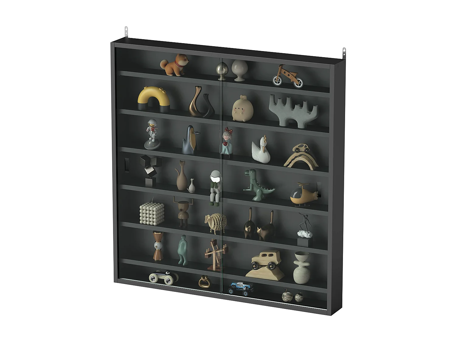 Vetrina espositiva da parete a 6 ripiani regolabili, vetrinetta per collezionismo