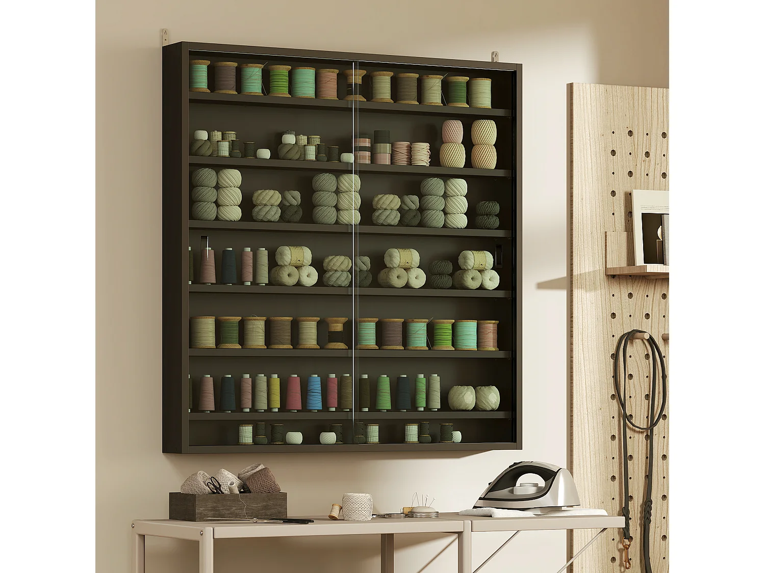 Vetrina espositiva da parete a 6 ripiani regolabili, vetrinetta per collezionismo