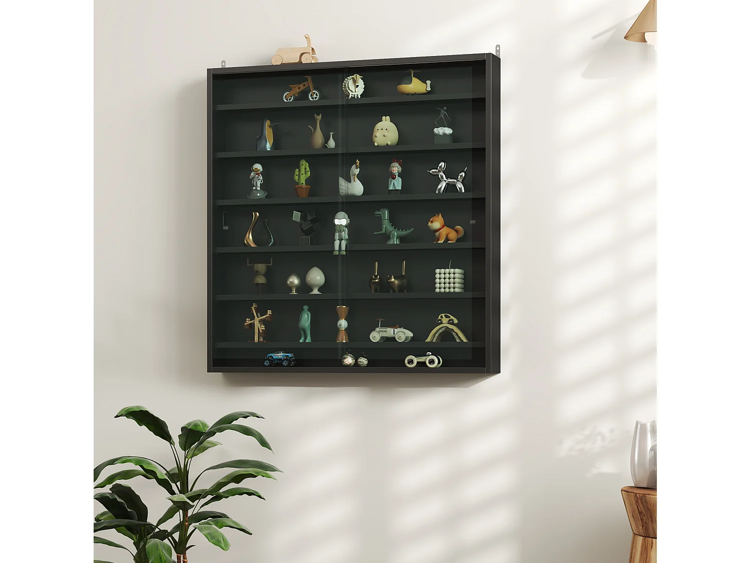 Vetrina espositiva da parete a 6 ripiani regolabili, vetrinetta per collezionismo