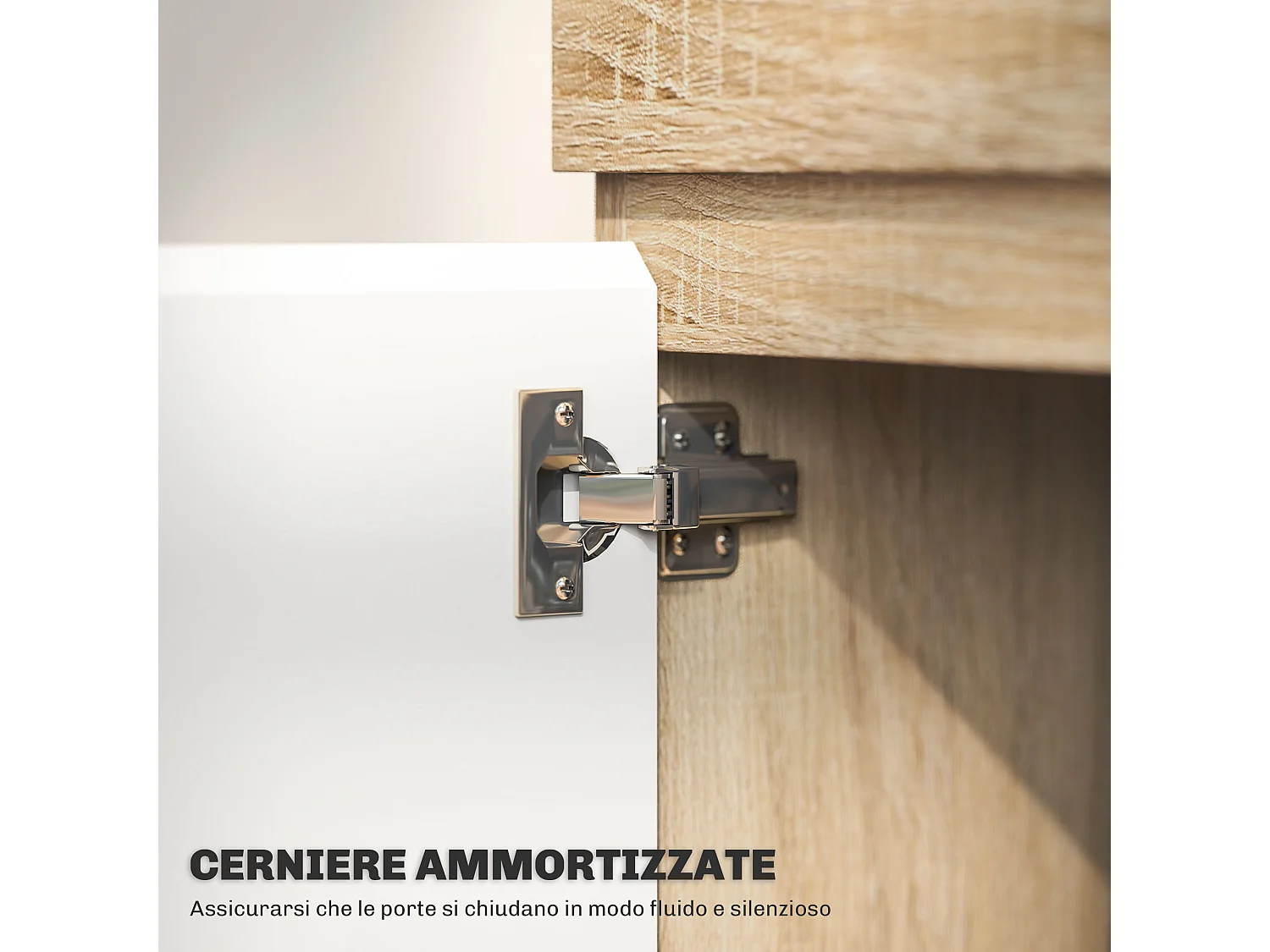 Mobile tv mobile porta tv fino a 60" con armadietto 2 ante soft close e ripiano aperto