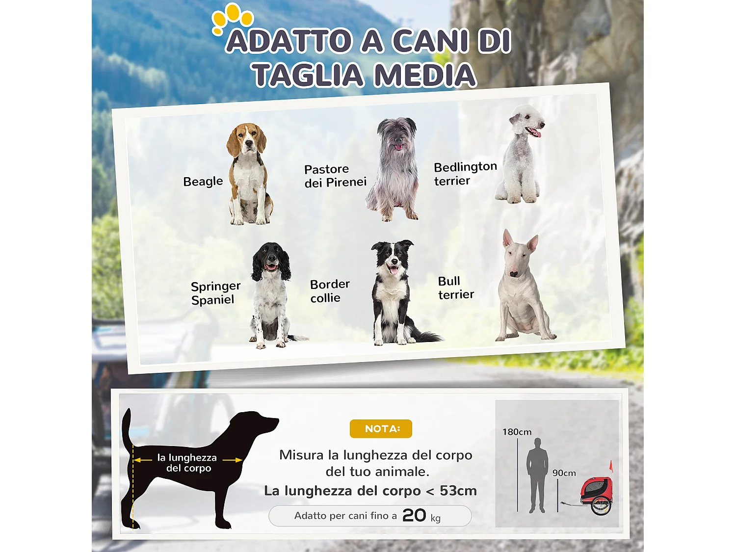 Rimorchio Bici per Animali in Acciaio