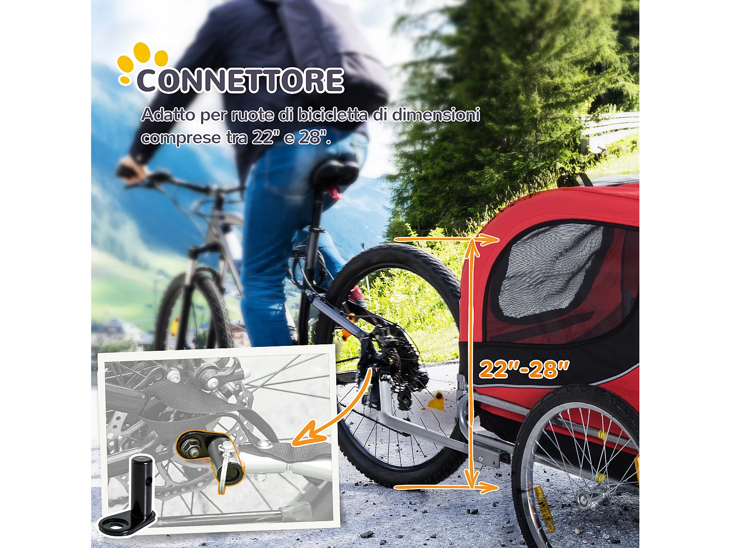 Rimorchio Bici per Animali in Acciaio