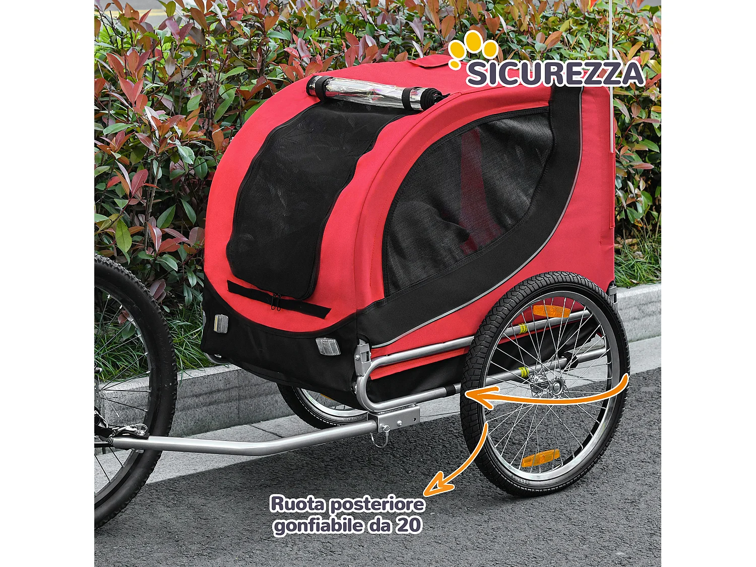 Rimorchio Bici per Animali in Acciaio